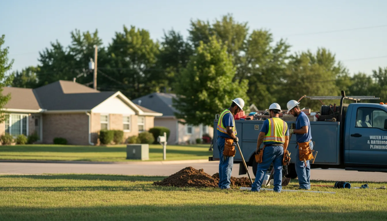 Residential water line and bathroom plumbing service in Dover, OK